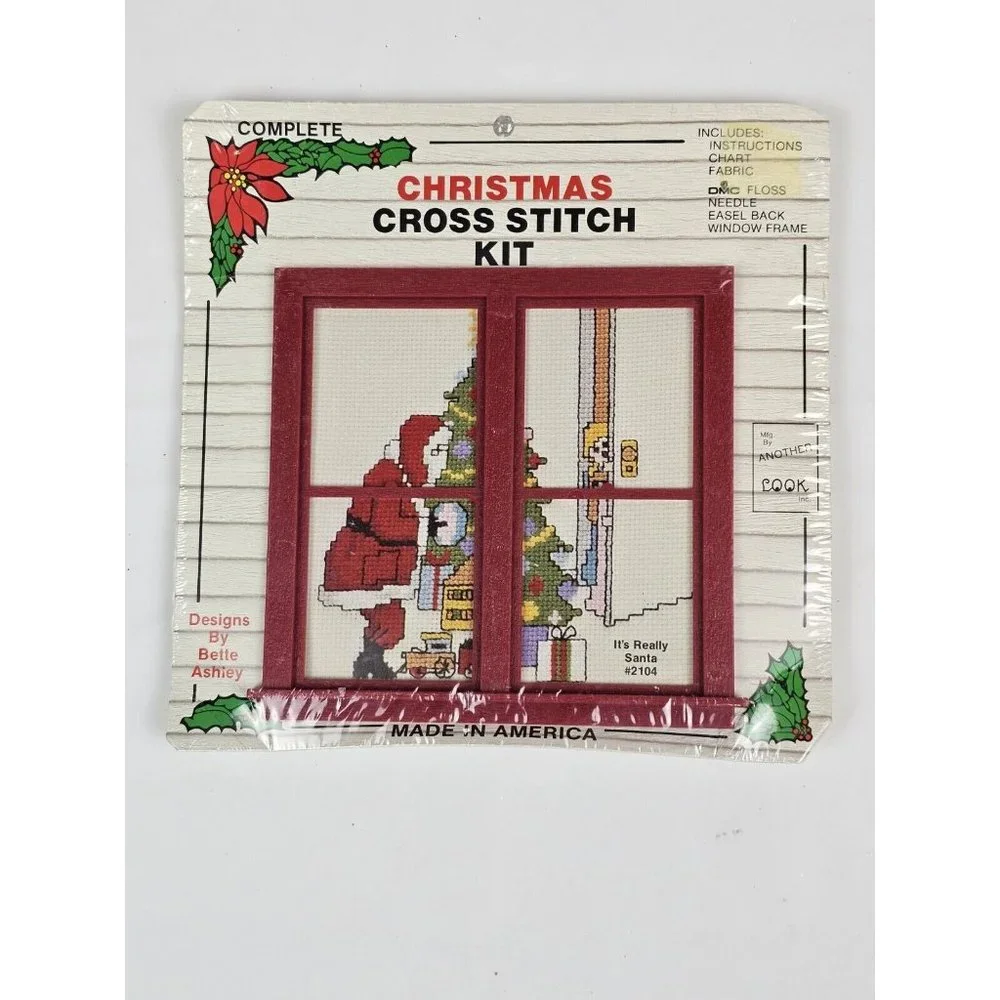 Lot Of 2 Vintage Christmas Cross Stitch Complete Kits. Santa‎ & Snowman
